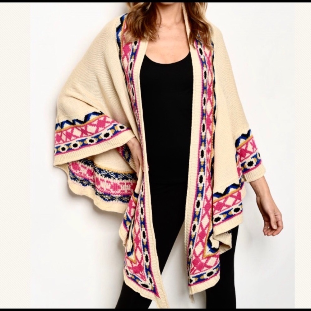 Saffron kimono sweater knit scarf wrap cover up